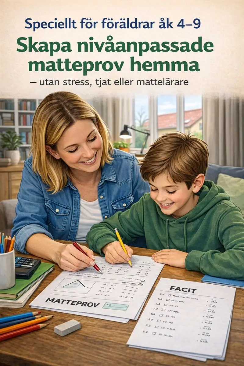 Förälder och barn gör matteprov tillsammans hemma